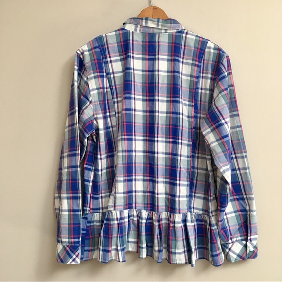 Kensie Jeans plaid buttondown peplum shirt - Picture 4 of 4